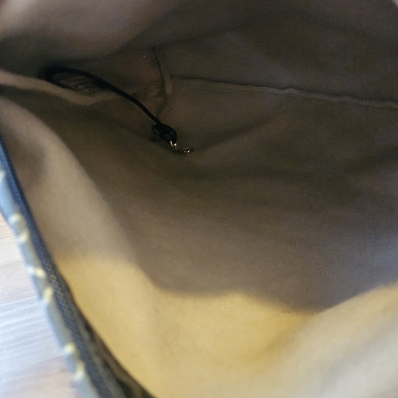 DOONEY & BOURKE Black Cream Logo Leather Canvas East West Shoulder Bag - Picture 6 of 8